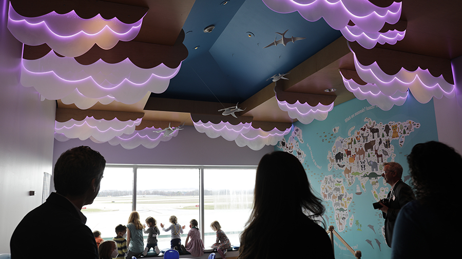 A public place post security at Burlington International Airport for kids to come explore.